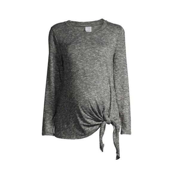 NWT Time and Tru Maternity Gray Long Sleeve Side Tie Stretch T-Shirt Size Small - Picture 5 of 5